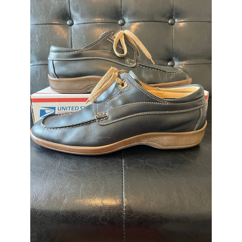Bally Fiord Mens Black Leather Moc‎ Toe Lace Up